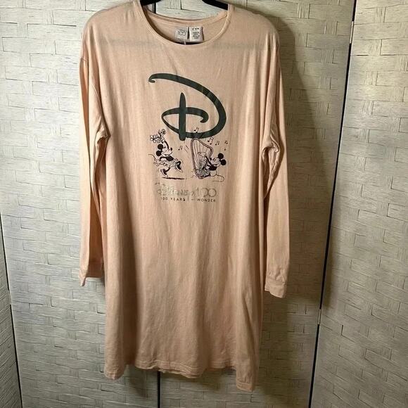 Disney Tops - Disney Mickey& Minnie mouse crewneck long sleeve T-shirt dress. Pink Lounge wear